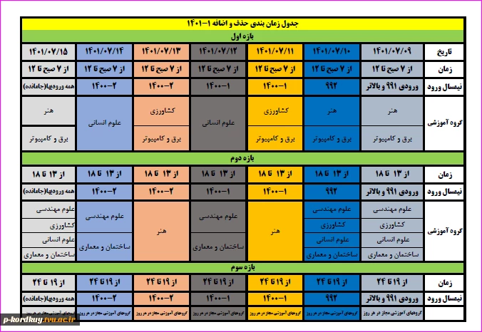 حذف و اضافه نیمسال مهر 1401 2