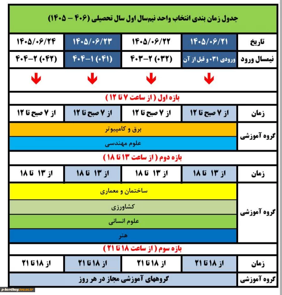 انتخاب واحد نیمسال اول سال تحصیلی 1406-1405 6